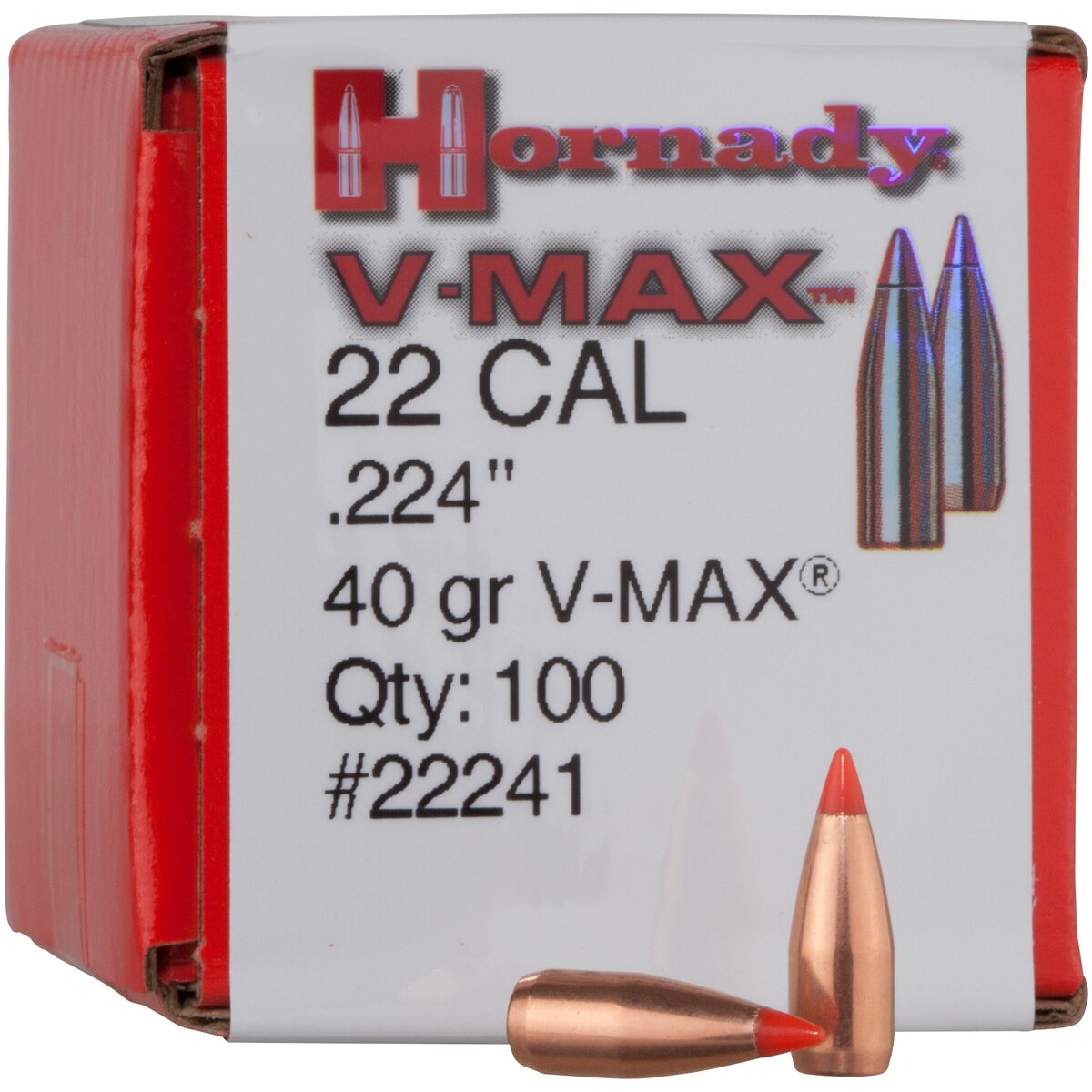 Hornady Bullets .224 2.6g/40grs. V-MAX (Caliber .224 (5.6 mm)) — Pack of 100 pcs