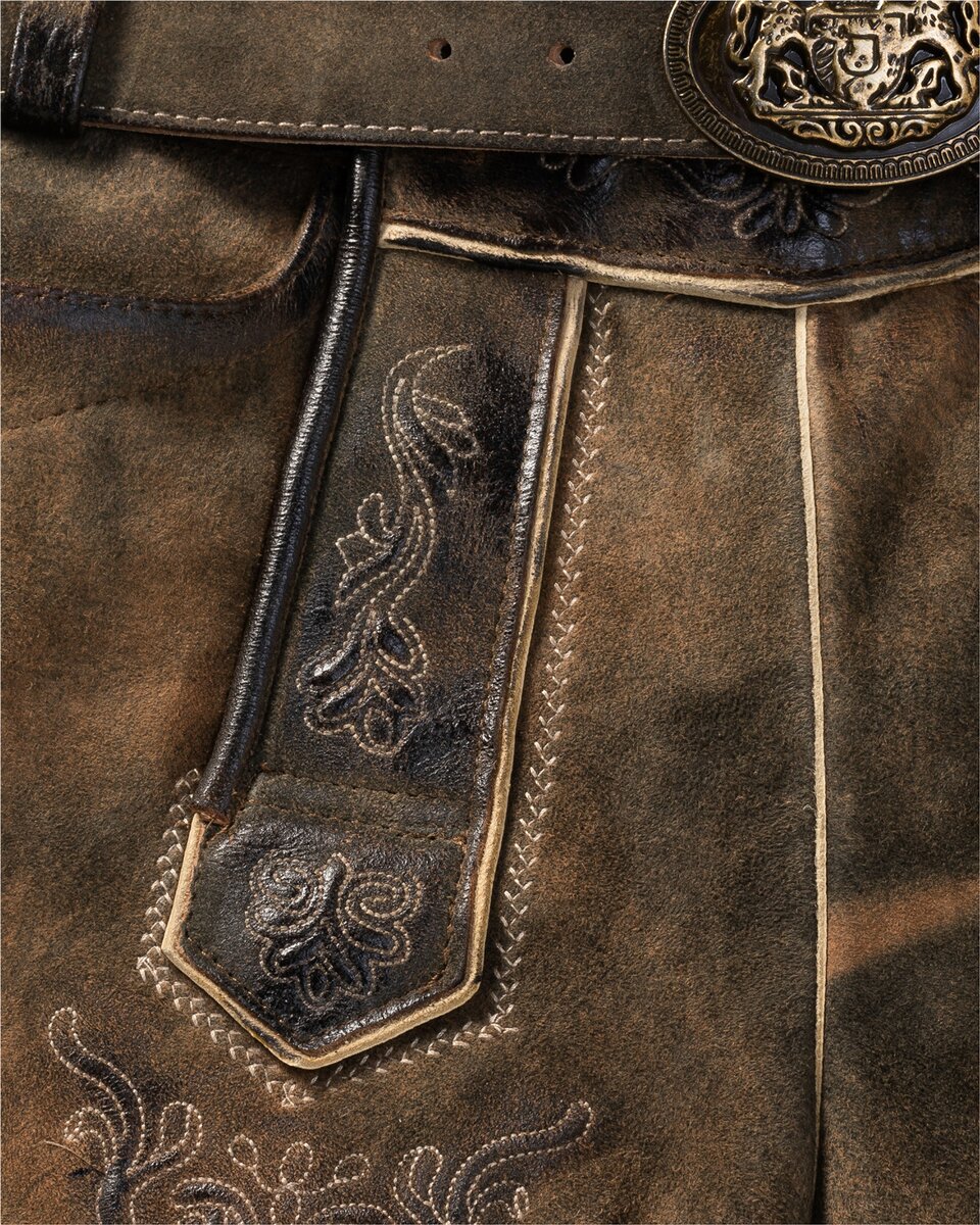 Luis Steindl Short leather pants with belt (Dark brown)
