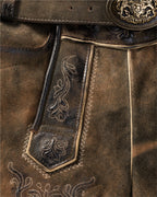 Luis Steindl Short leather pants with belt (Dark brown)