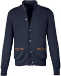 Highmoor Cardigan with leather details (Marine)