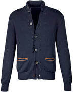 Highmoor Cardigan with leather details (Marine)