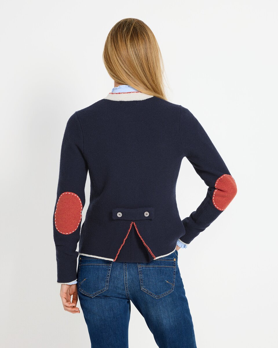 Reitmayer Cardigan with back pleat (Navy/Orange)