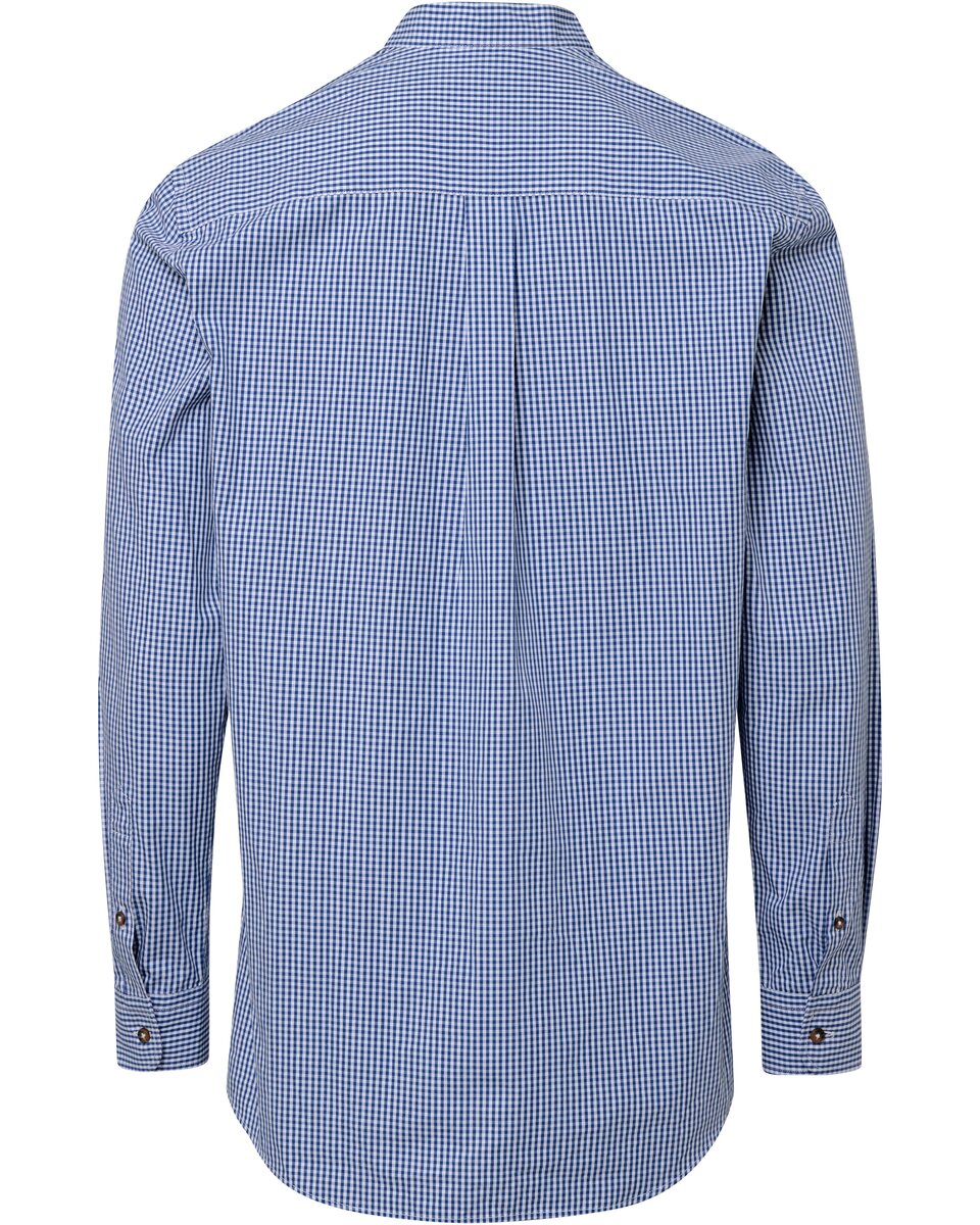 Reitmayer Stand-up collar shirt mini Vichy check (Blue)
