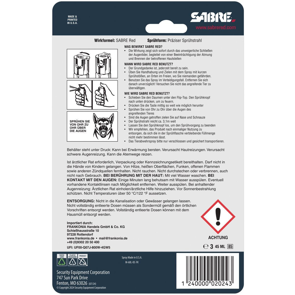 Sabre Red defense spray Magnum 0,045 l