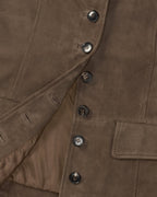Highmoor Collarless leather jacket (Taupe)