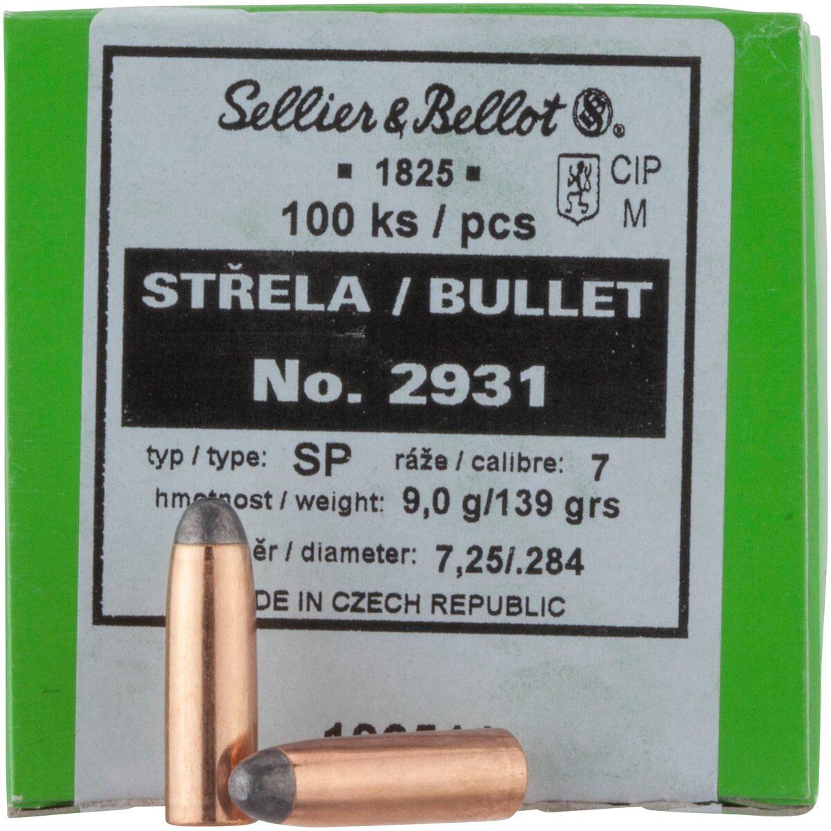 Sellier & Bellot Bullets .284 Tlm Rd 9.0g/139grs. (Caliber .284 (7 mm)) — Pack of 100 pcs