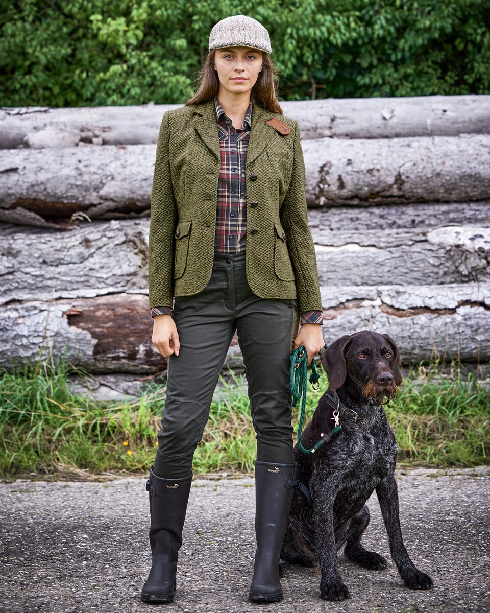 Highmoor Herringbone tweed blazer (Green/Orange)