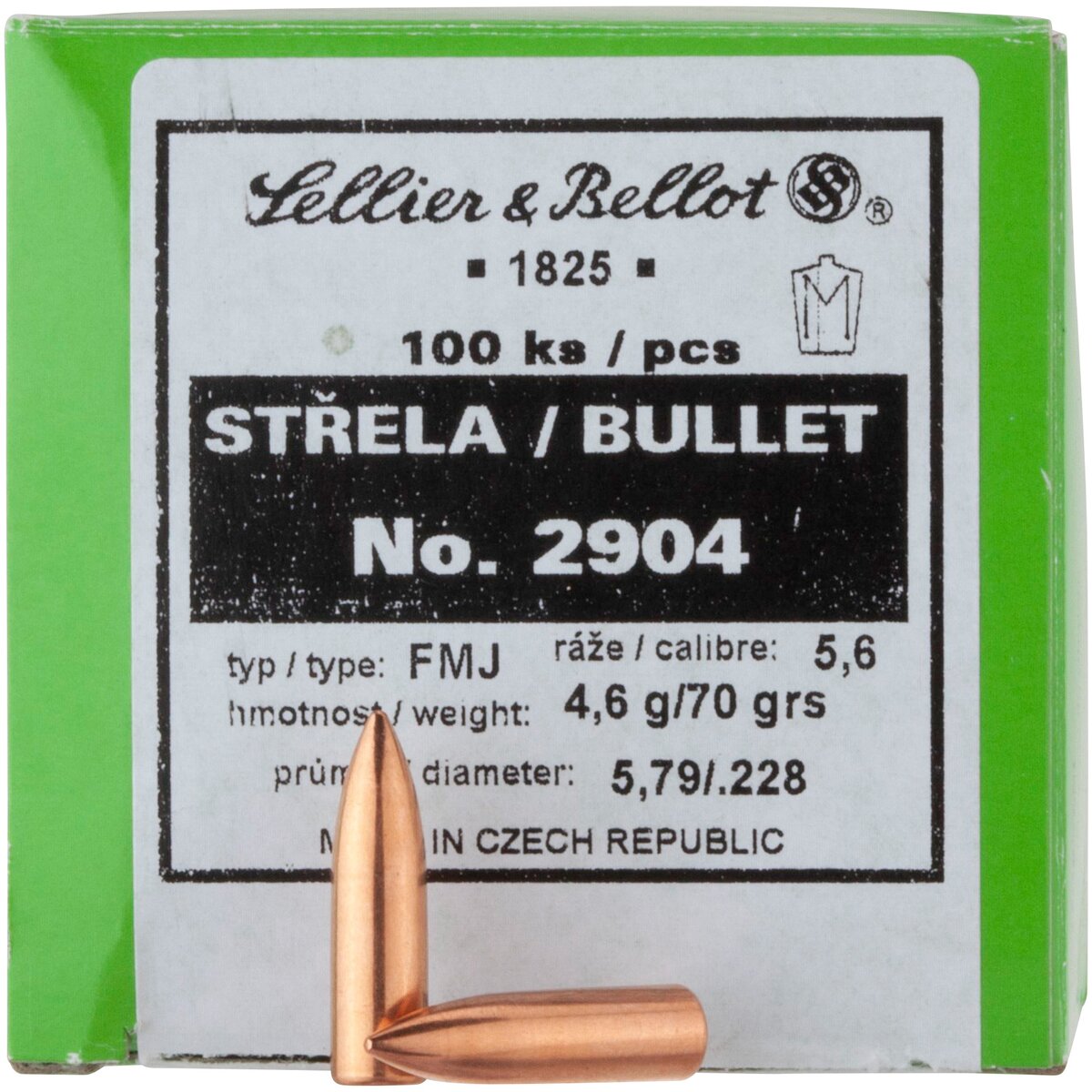 Sellier & Bellot Bullets .228 4.6g/71grs. Vlm (Caliber .228 (5.6 mm)) — Pack of 100 pcs