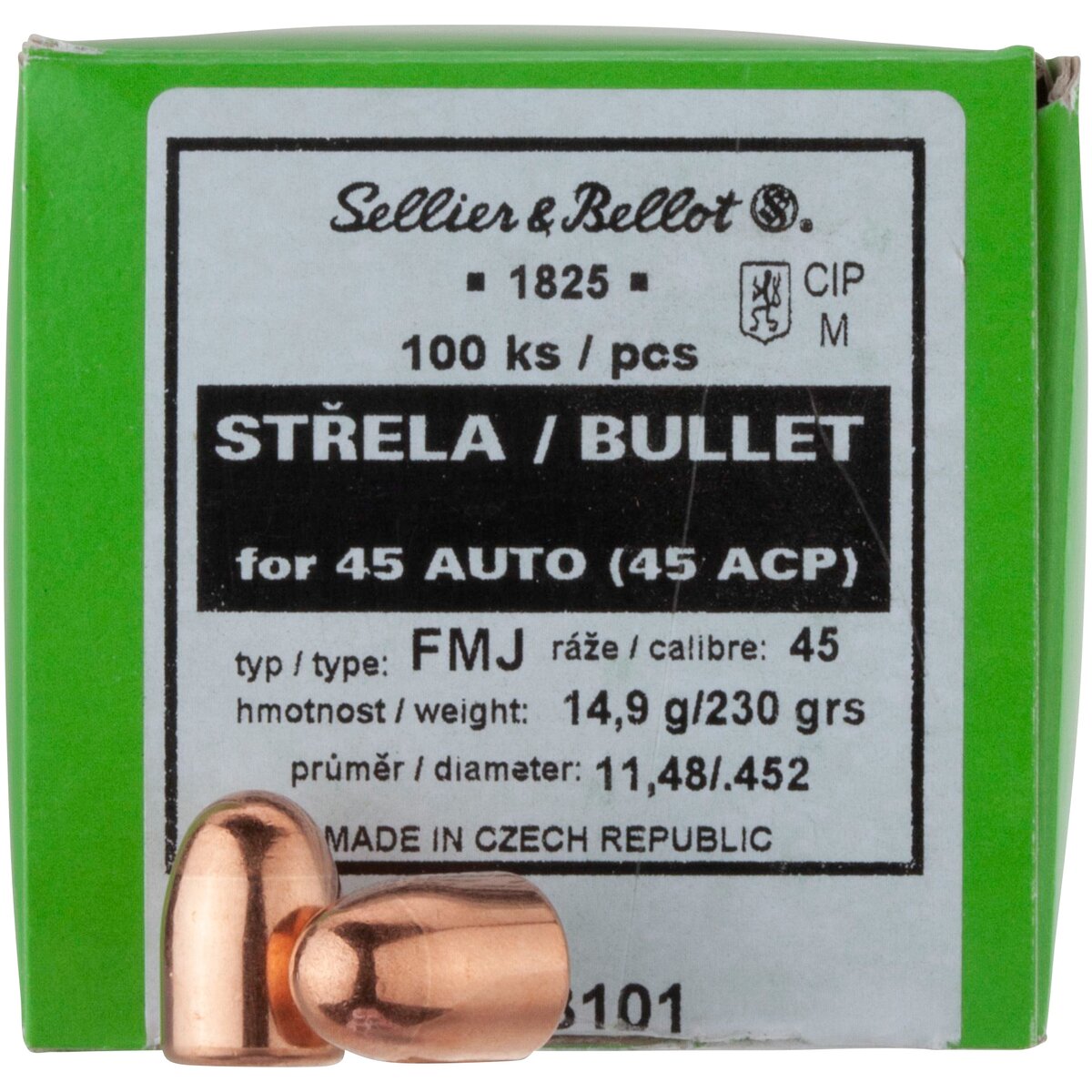 Sellier & Bellot Bullets .452 (.45) Vlm 14.9g/230grs. (Kaliber .452 (.45)) — Pack of 100 pcs