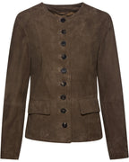 Highmoor Collarless leather jacket (Taupe)