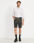 Luis Steindl Short leather pants with embroidery (Antique Black)