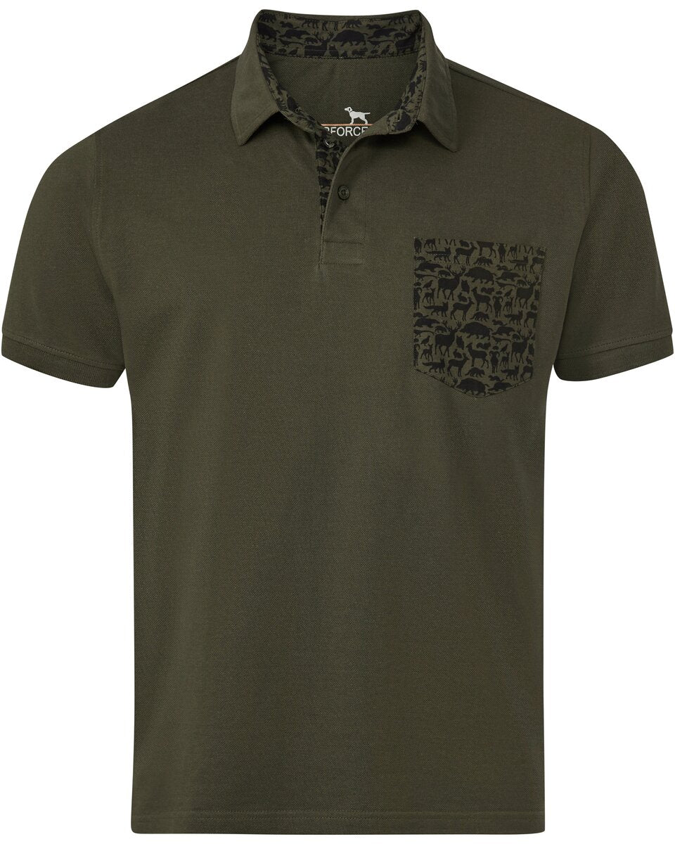 Parforce polo shirt breast pocket forest animals (Olive/Black)