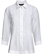 Highmoor Linen blouse with pleats (White)