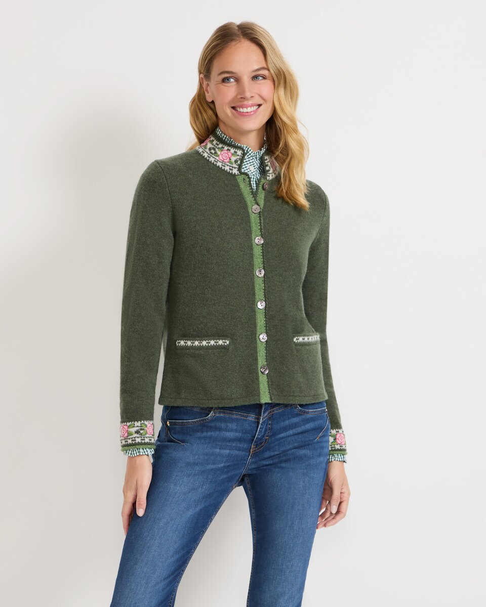 Reitmayer Cardigan with jacquard pattern (Green)