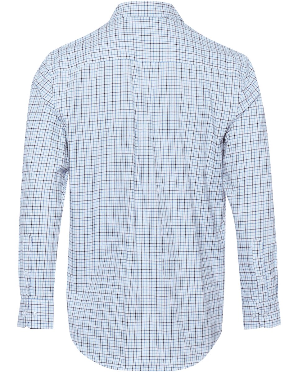 Highmoor Long-sleeved Tattersall check shirt (White blue)