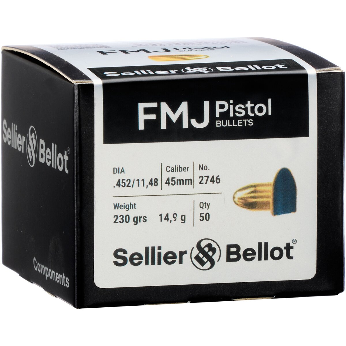 Sellier & Bellot Bullets .452 (.45) Vlm 14.9g/230grs. (Kaliber .452 (.45)) — Pack of 50 pcs