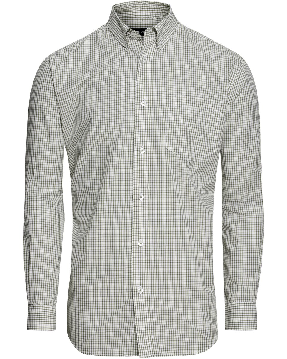 Highmoor Set: V-neck sweater & checked shirt (Green)