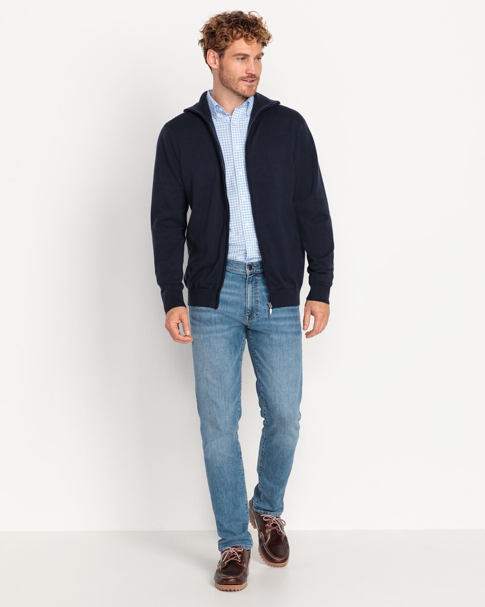 Highmoor Set: Zipper jacket + shirt in Vichy check (Marine)