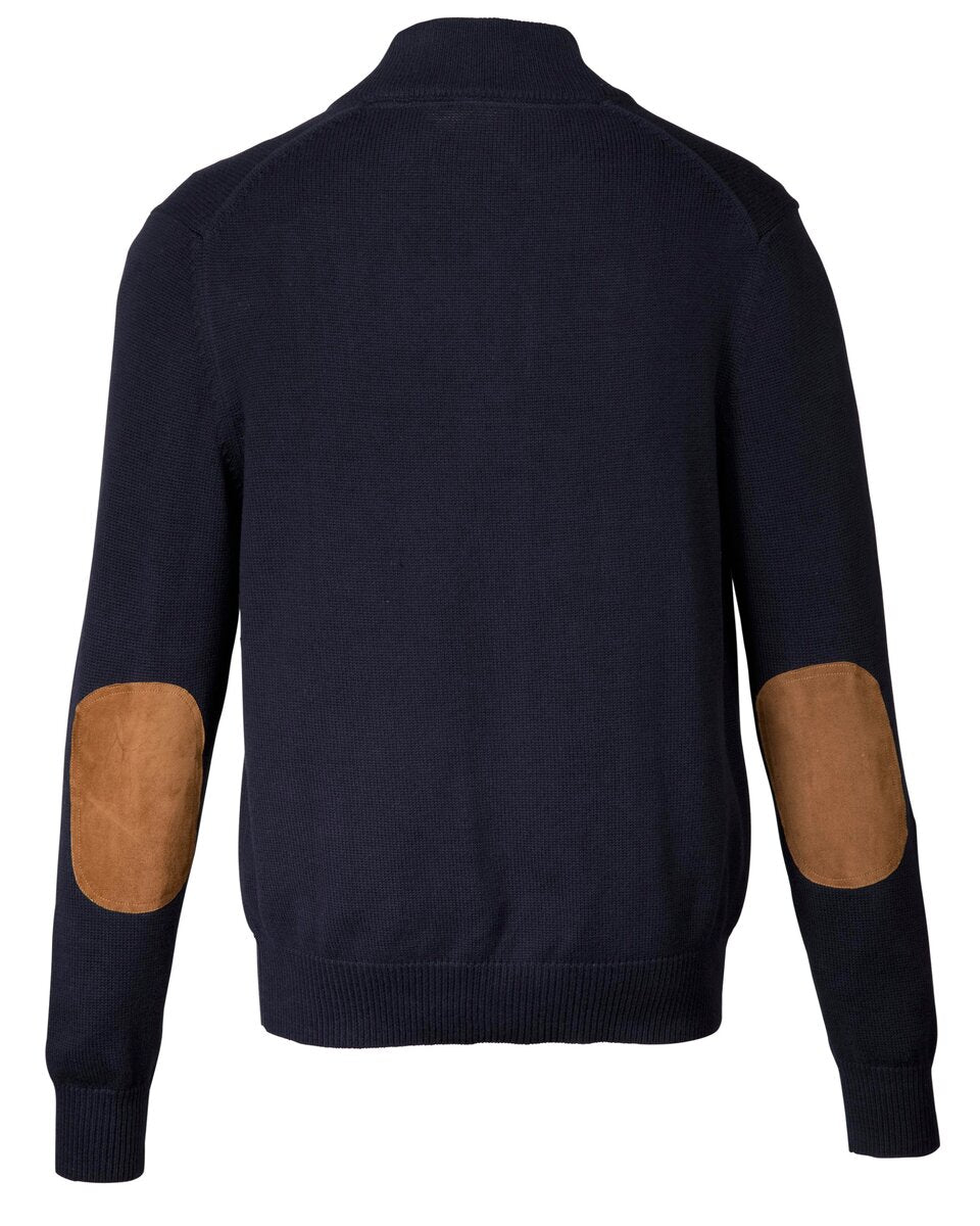 Highmoor Cardigan with leather details (Marine)