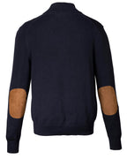 Highmoor Cardigan with leather details (Marine)