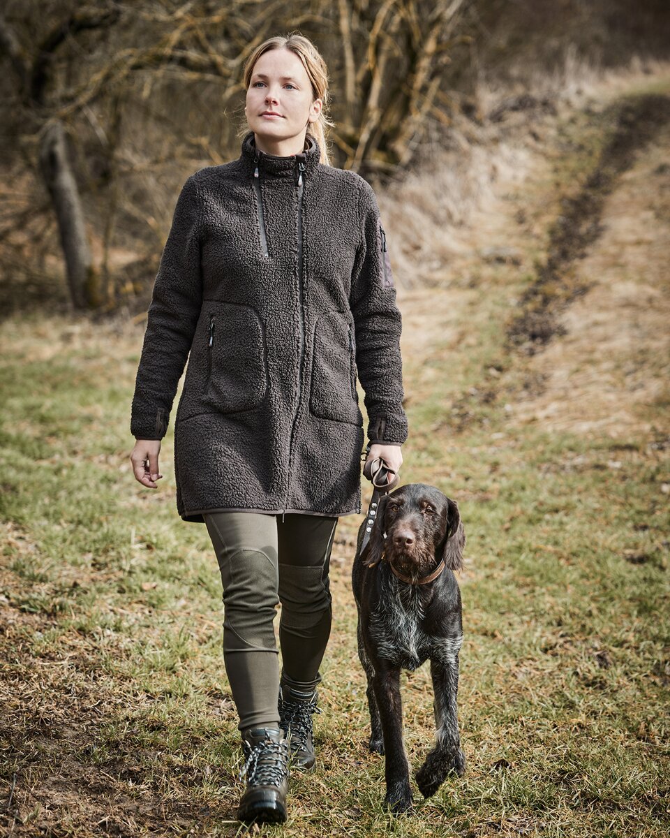 Parforce Women's long jacket pile fleece (Dark brown)