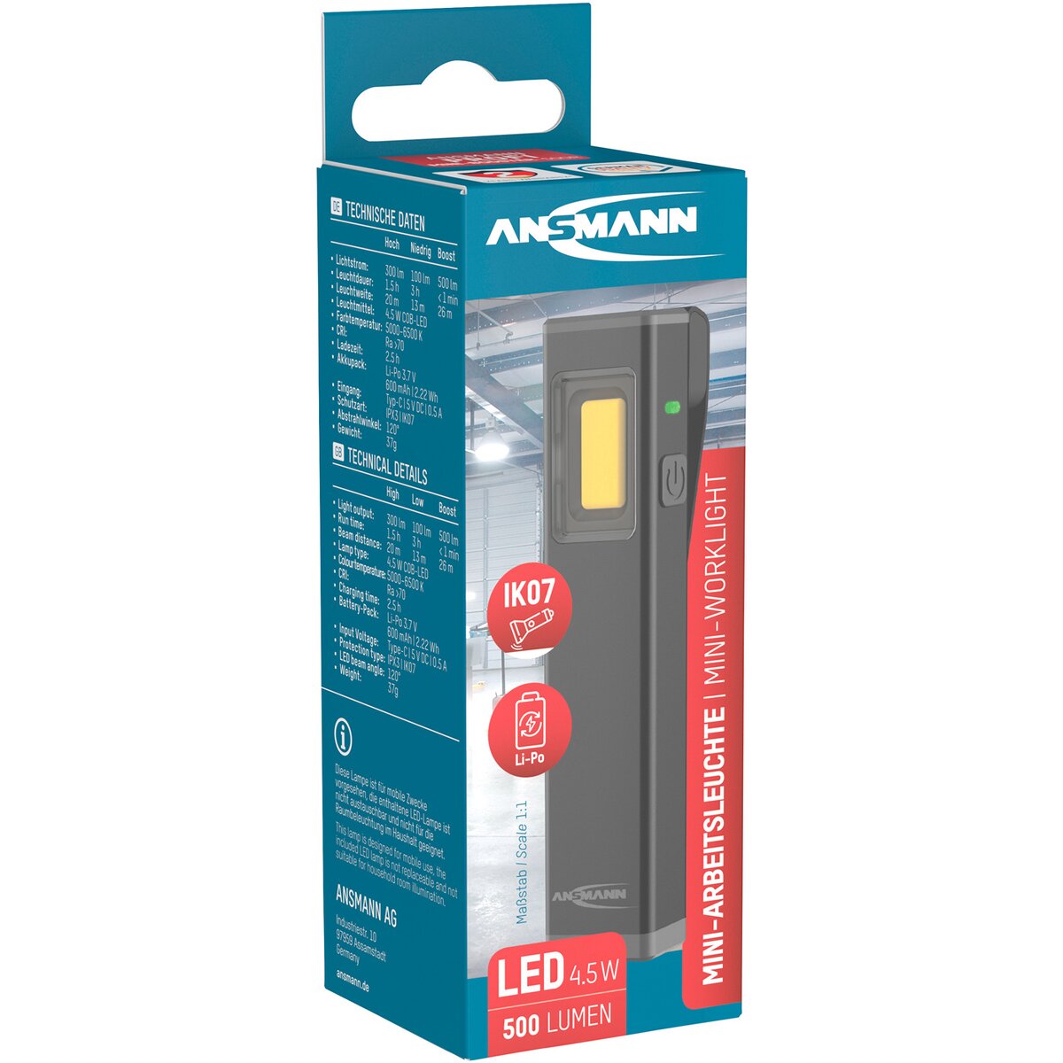 Ansmann Set - FL1100R spotlight & mini booster