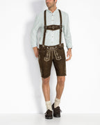 Luis Steindl Short leather trousers with suspenders (Dark brown)