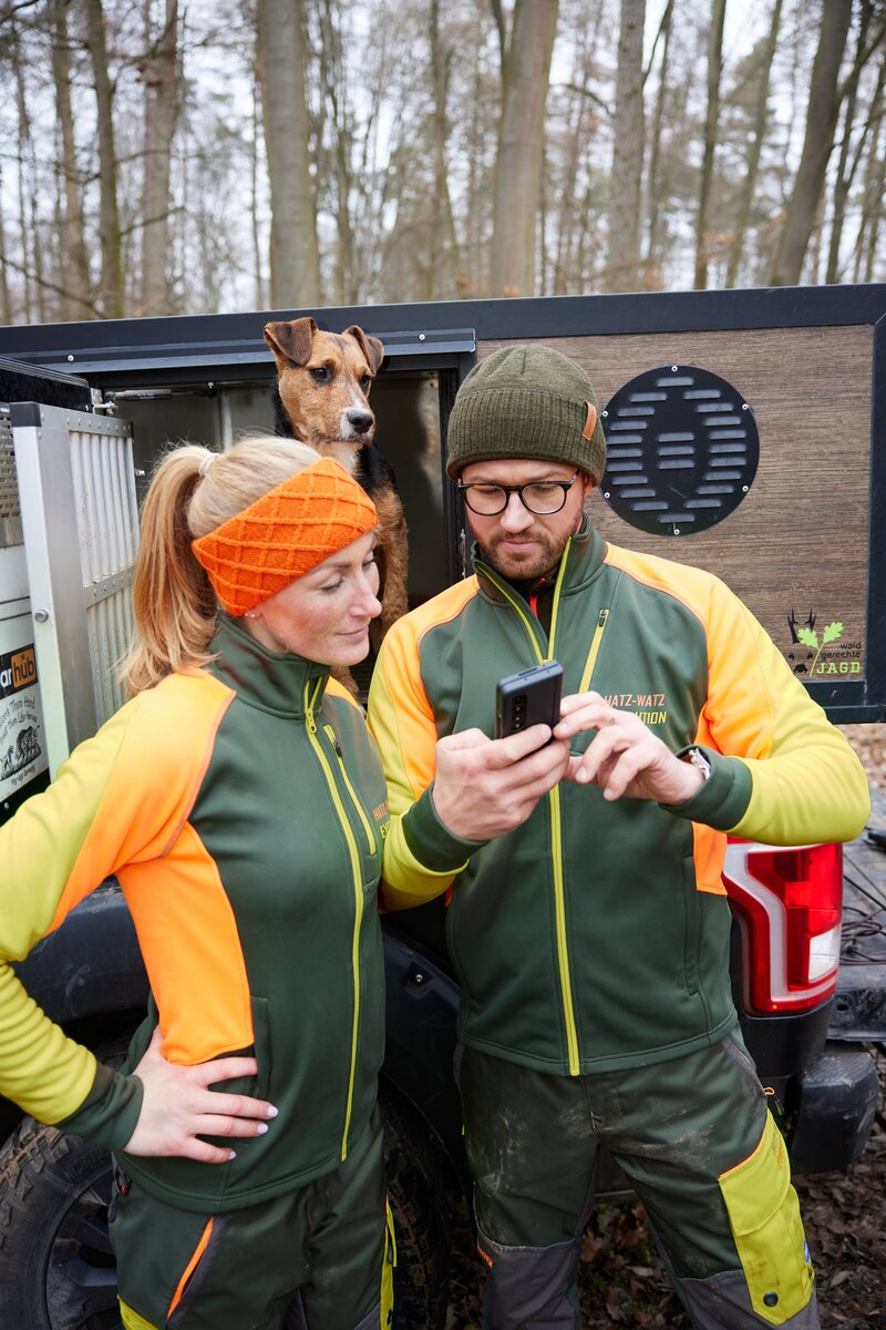 Parforce Powerstretch fleece jacket Hatz-Watz (Olive/signal orange/signal yellow)