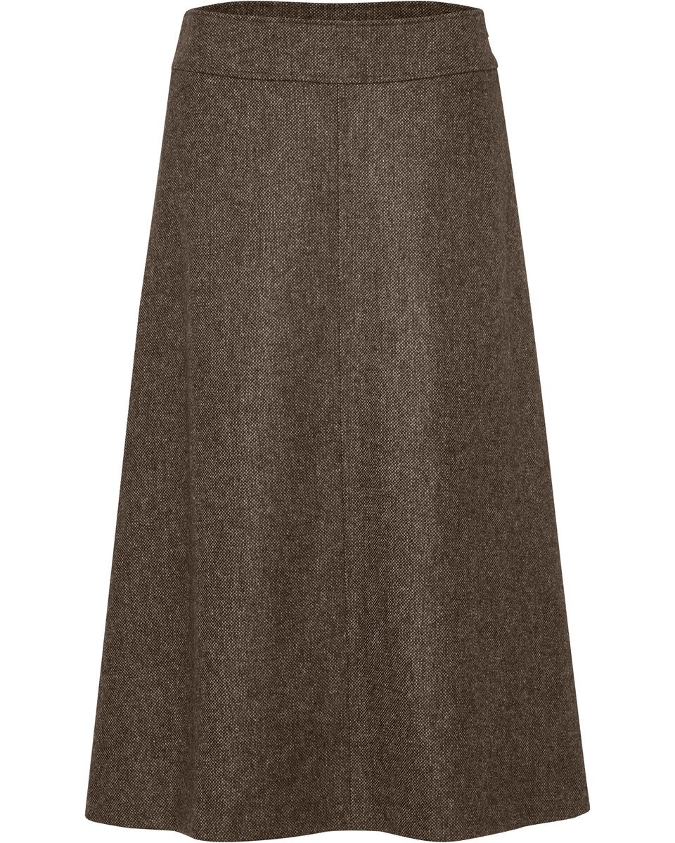 Highmoor Flared tweed skirt (Brown beige)