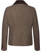 Highmoor Herringbone jacket with velvet details (Beige/Brown)