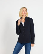 Highmoor Piqué stand-up collar jacket (Dark blue)