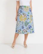 Highmoor Skirt with tie belt (Blue/Flowers)