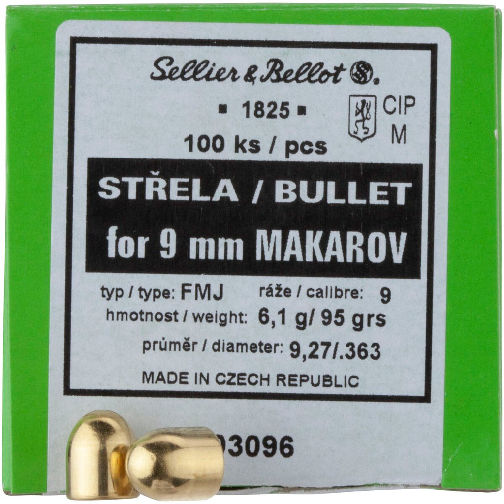 Sellier & Bellot Bullets .363 6.2g/95grs. Vlm (Caliber .363 (9 mm Mak)) — Pack of 100 pcs
