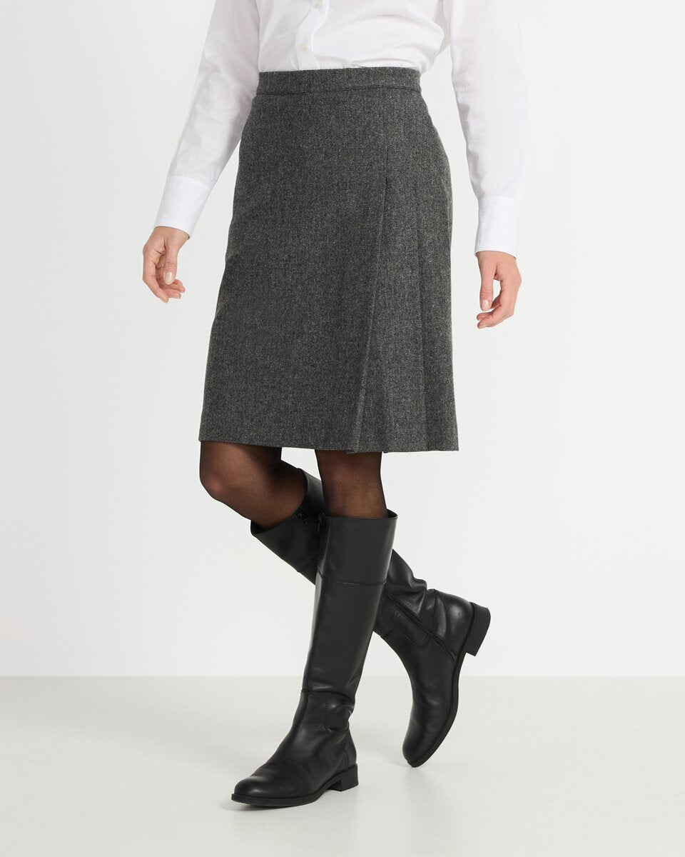 Highmoor Short skirt with pleats (Gray melange)