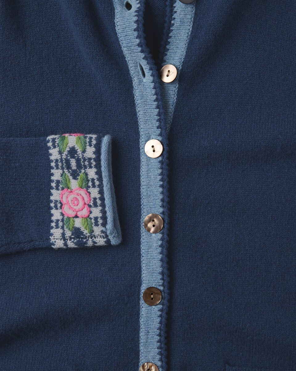 Reitmayer Cardigan with jacquard pattern (Blue)