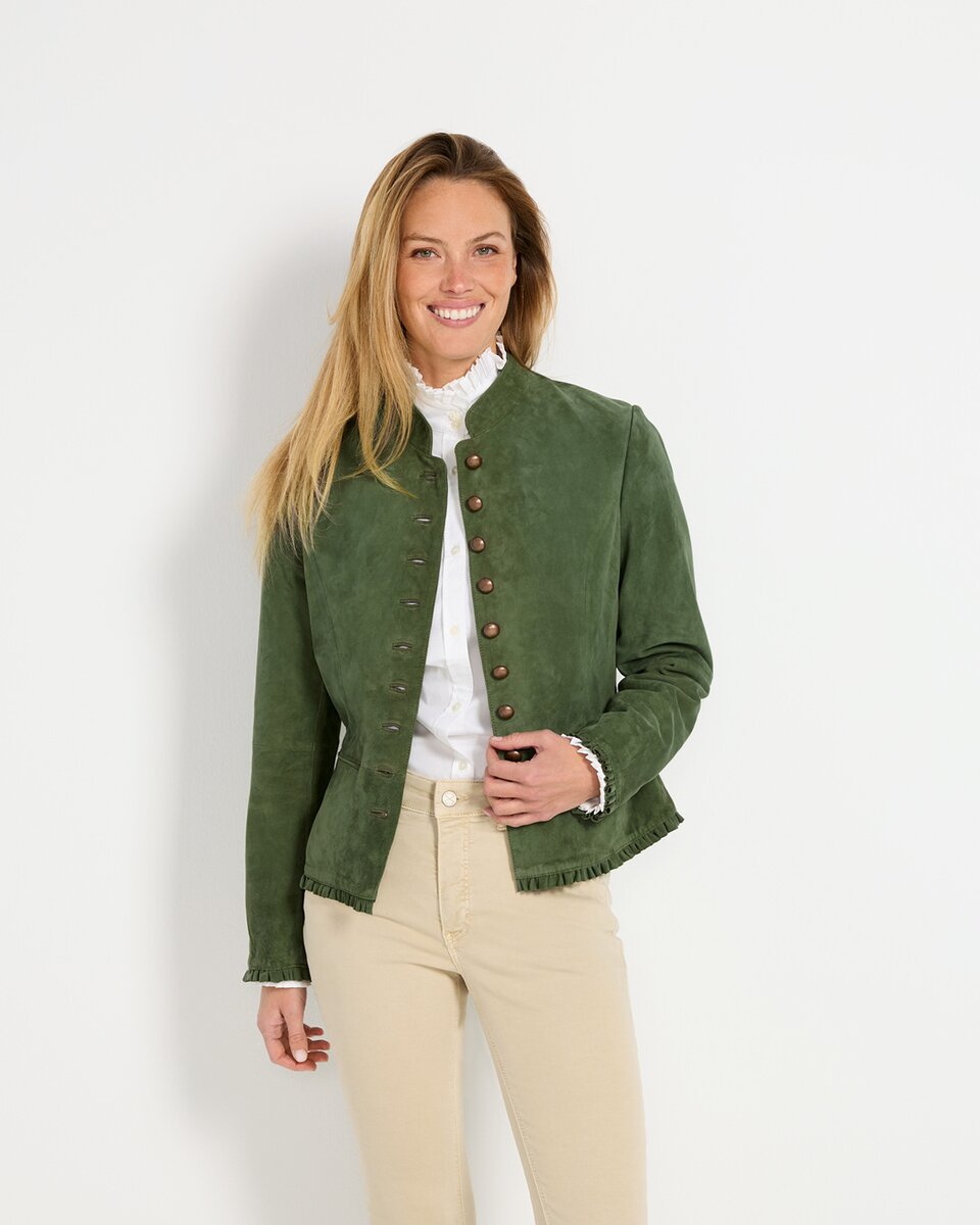 Reitmayer Leather jacket with ruffles (Green)