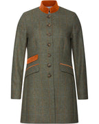 Reitmayer Tweed frock coat with velvet details (Olive/orange)