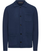 Reitmayer Cardigan with shirt collar (Blue)