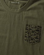 Parforce Women's T-Shirt Breast Pocket Forest Animals (Olive/Black)