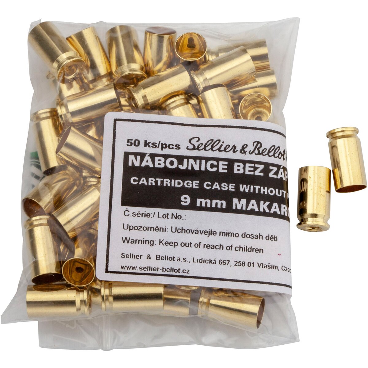 Sellier & Bellot Sleeves 9 mm Makarov (Caliber 9 mm Mak) — Pack of 50 pcs