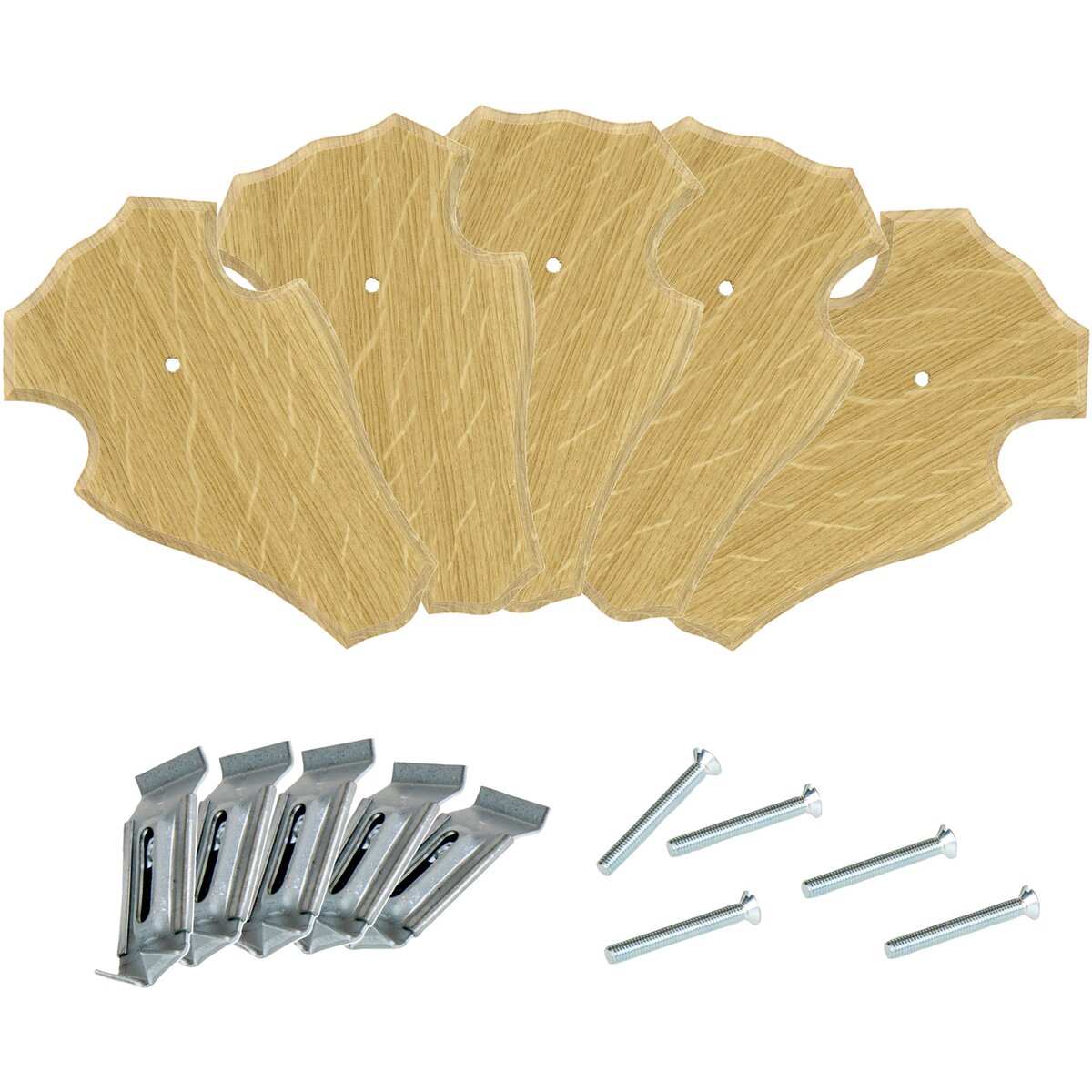 EUROHUNT Set of trophy signs roebuck + mounting brackets – 5 pieces (Light oak)