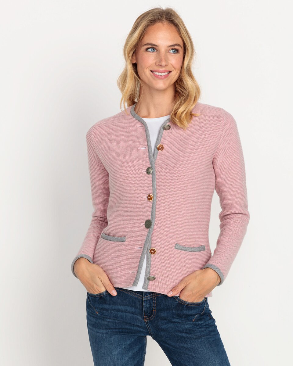 Reitmayer Left cardigan with deer embroidery (Rose/grey)
