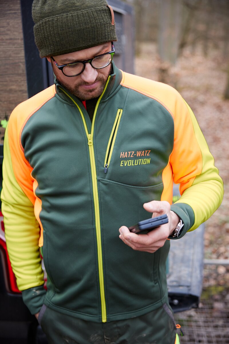 Parforce Powerstretch fleece jacket Hatz-Watz (Olive/signal orange/signal yellow)