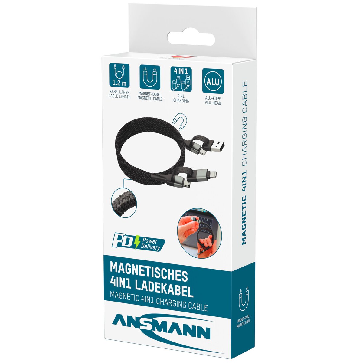 Ansmann Magnetic USB-A & USB-C charging cable