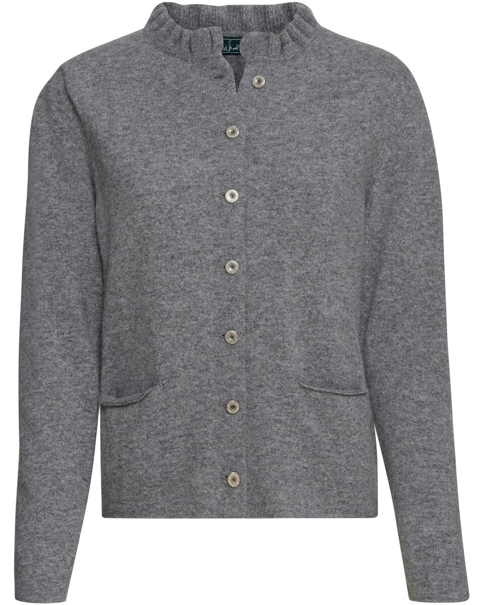 Luis Steindl Cardigan with ruffle collar (Gray melange)