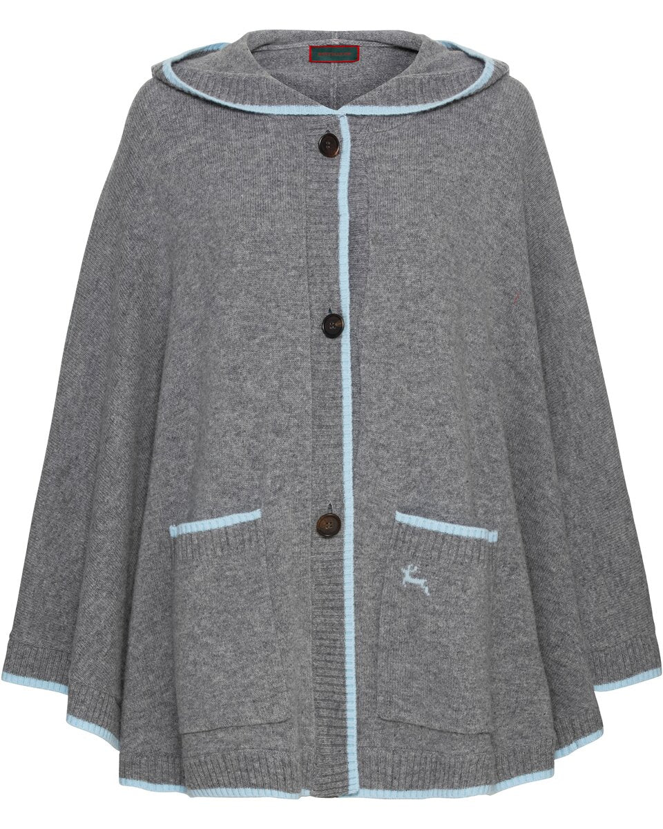 Reitmayer Poncho with hood (Grey/Blue)