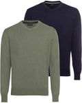 Highmoor Double pack of V-neck sweaters (Green/Navy)