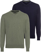 Highmoor Double pack of V-neck sweaters (Green/Navy)