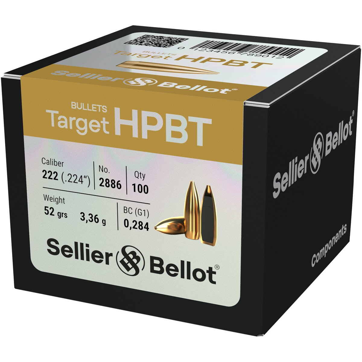 Sellier & Bellot Bullets .224 Target HPBT 3.36g/52grs. (Kaliber .224) — Pack of 100 pcs