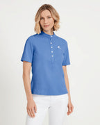 Luis Steindl Piqué shirt with gingham check details (Light Blue)